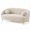 Canapé 3 places 210 x 90 x 78 cm en tissu bouclette beige style contemporain