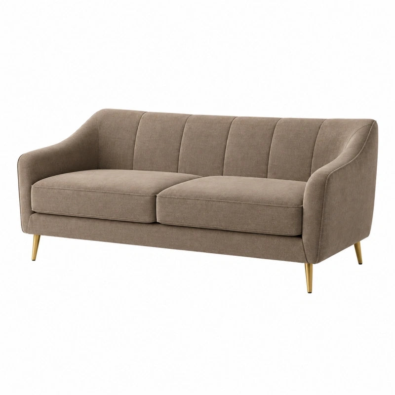 Canapé 2 places 170 x 80 x 83 cm en tissu taupe pour salon style contemporain
