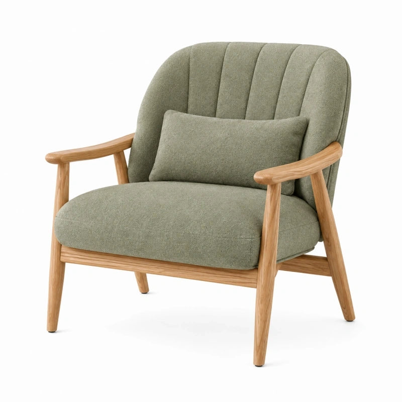 Fauteuil 75 x 80 x 90 cm en tissu vert et bois style scandinave