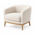 Fauteuil 76 x 75 x 76 cm en tissu bouclette écru et bois - style contemporain pour salon