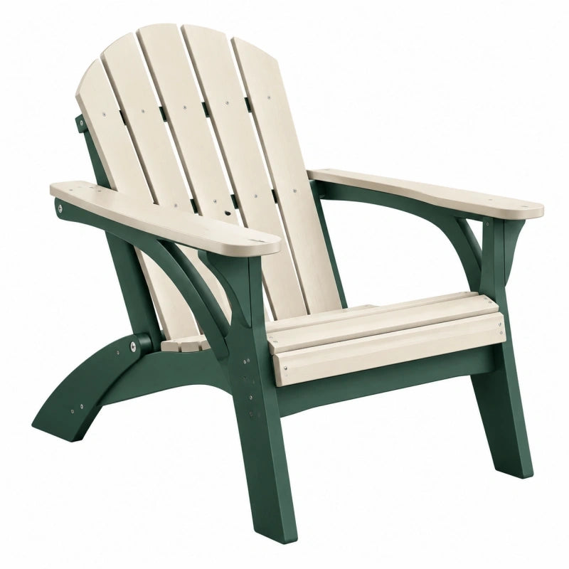 Fauteuil Adirondack 78 x 82 x 95 cm en bois vert et beige pour jardin - dossier incliné
