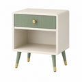 Table de chevet 40 x 35 x 60 cm vert sauge et blanc en bois à tiroir style rétro