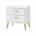 Table de chevet 50 x 40 x 60 cm blanche en panneaux MDF avec 2 tiroirs style contemporain
