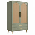Armoire 90 x 50 x 180 cm en bois vert sauge à 2 portes et 2 tiroirs style contemporain