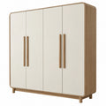 Armoire de rangement 4 portes 160 x 55 x 180 cm bois beige noyer style contemporain