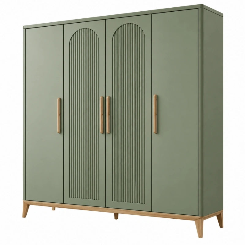 Armoire de rangement 160 x 55 x 180 cm vert sauge en panneaux de bois style contemporain